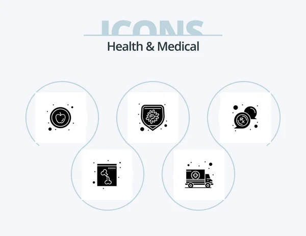 Health Medical Glyph Icon Pack Icon Design Medical Food Bubble — Stockvector