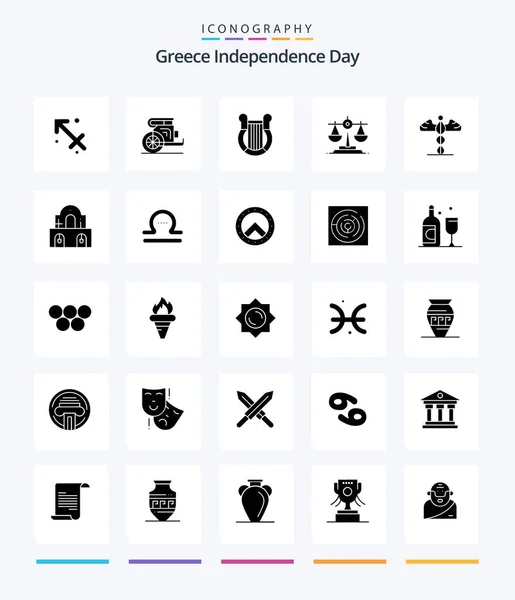 Creative Greece Independence Day Glyph Solid Black Icon Pack Medicine — Stock Vector