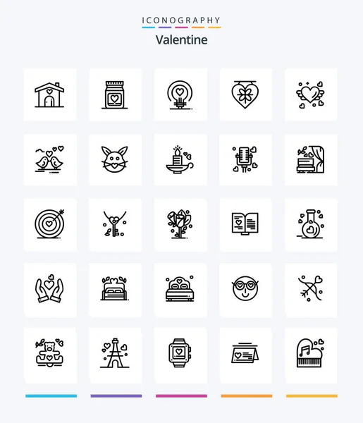 Creative Valentine Outline Icon Pack Love Love Medicine Day Valentine — Archivo Imágenes Vectoriales