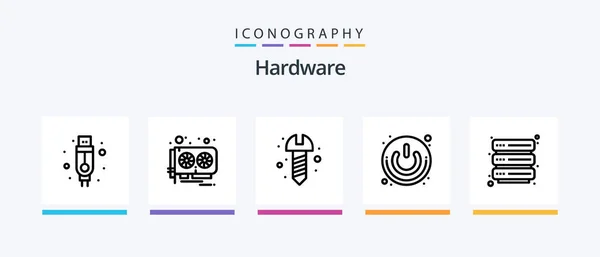 Hardware Line Icon Pack Including Circle Cpu Bluetooth Screen Creative — Stock Vector