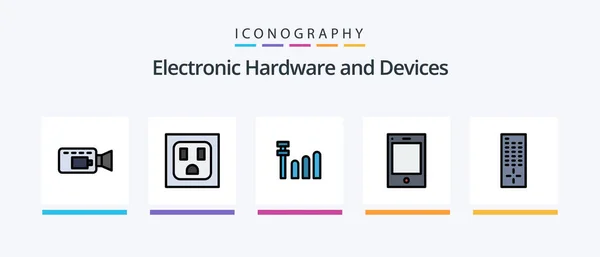 Devices Line Filled Icon Pack Including Tablet Creative Icons Design — Stock Vector