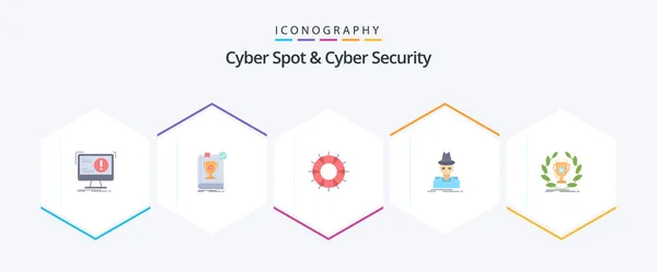 Cyber Spot Cyber Security Flat Icon Pack Including Incognito Detective — Stock Vector