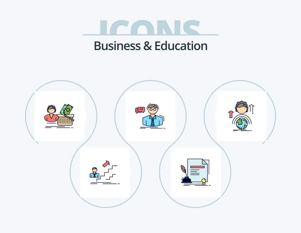 Business Education Line Filled Icon Pack Icon Design Webinar Forum — Stockvector