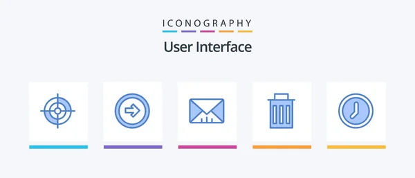 User Interface Blue Icon Pack Including Time Clock Interface User — Archivo Imágenes Vectoriales