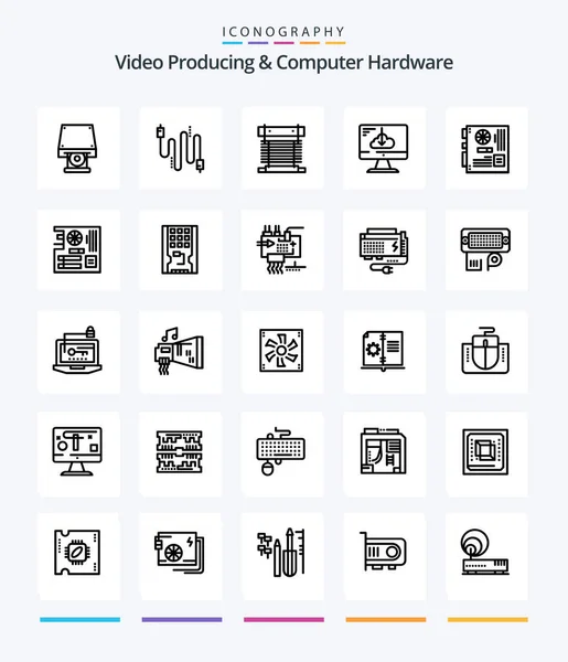 Creative Video Producing Computer Hardware Pack Icône Outline Telle Que — Image vectorielle