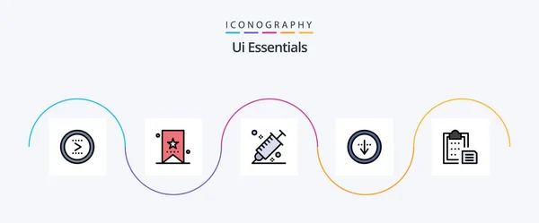 Essentials Line Filled Flat Icon Pack Including Download Direction Tag — Image vectorielle