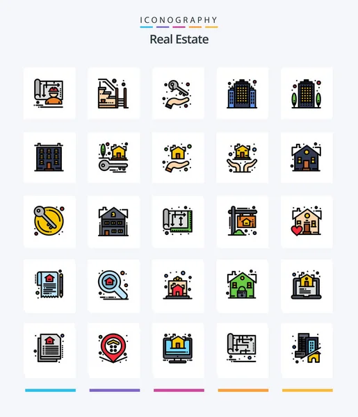 Creative Real Estate Line Filled Icon Pack Apartment Estate Property — Archivo Imágenes Vectoriales