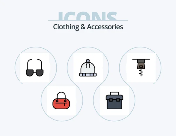 Clothing Accessories Line Filled Icon Pack Icon Design Purse View — Stockvektor