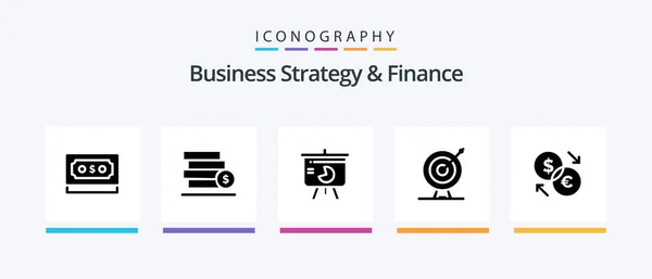 Business Strategy Finance Glyph Icon Pack Including Pie Chart Stack — Vector de stock