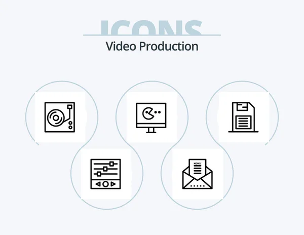 Video Produktionslinje Ikon Pack Ikon Design Digital Ljudredigerare Ljudredigering Fotografiskt — Stock vektor