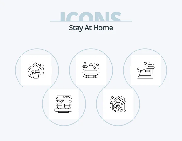 Дизайн Иконы Stay Home Line Pack Домашняя Фотография Фото Инструменты — стоковый вектор