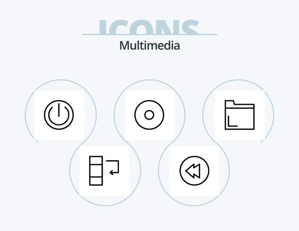 Multimedia Line Icon Pack Icon Design Olho Multimédia — Vetor de Stock