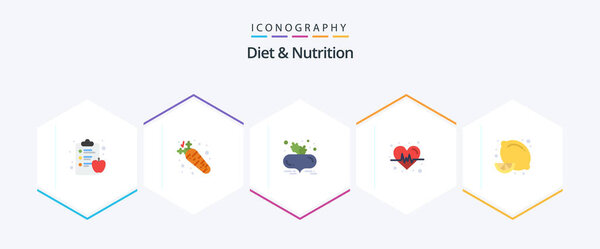 Diet And Nutrition 25 Flat icon pack including lemon fruit. diet food. beetroot. citrus fruit. heart