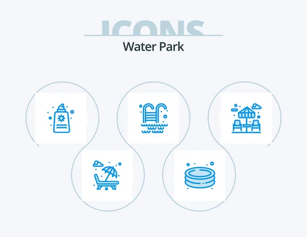 Water Park Blue Icon Pack Icon Design Dinner Water Garden — Stok Vektör