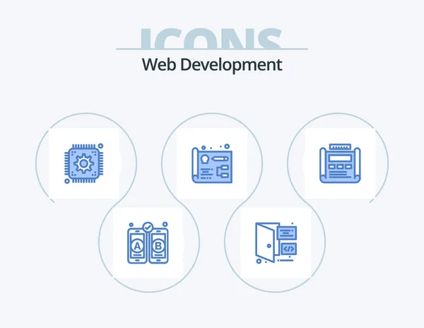 Web Development Blue Icon Pack Icon Design Disegno Design Impostazione — Vettoriale Stock