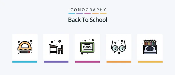 Back School Line Filled Icon Pack Including Education Flask Back — Stok Vektör