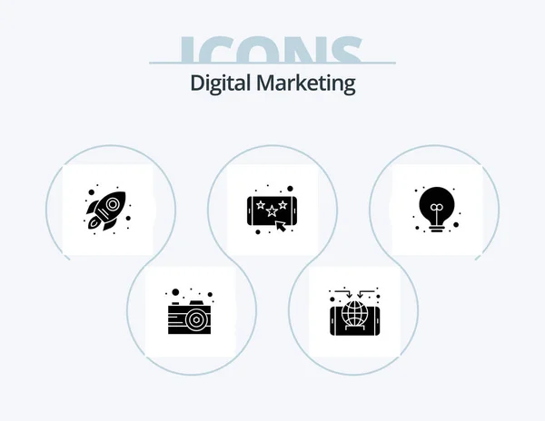 Digitale Marketing Glyph Icoon Pack Icoon Ontwerp Een Idee Marketing — Stockvector
