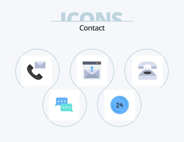 Contact Flat Icon Pack Icon Design Contact Communication Contact Info — Stock Vector