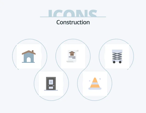 Construction Flat Icon Pack Icon Design Entwickeln Gebäude Gebäude Hause — Stockvektor