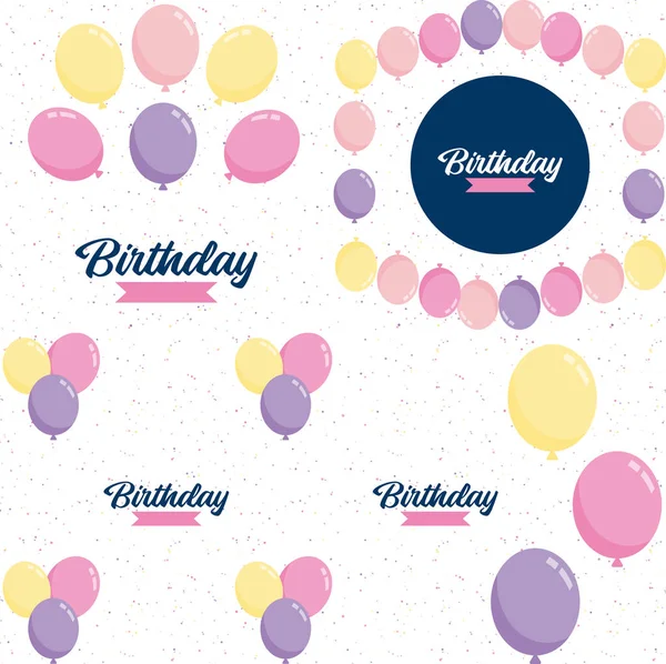 Happy Birthday Sleek Modern Font Gradient Color Scheme Confetti Effect — Image vectorielle