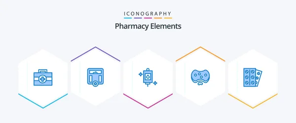 Pharmacy Elements Blue Icon Pack Including Medicine Soap Medical Medical — Vetor de Stock
