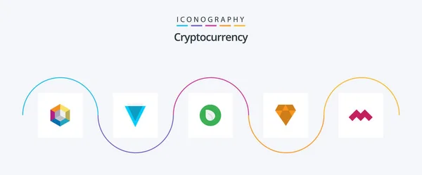Cryptocurrency Flat Icon Pack Including Crypto Currency Crypto Currency Peer — Stock vektor