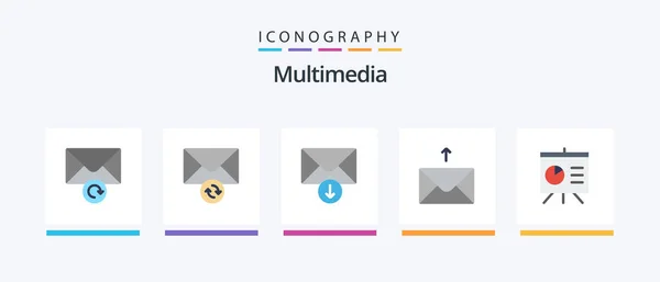 Multimedia Flat Icon Pack Including Send Creative Icons Design — Stock Vector