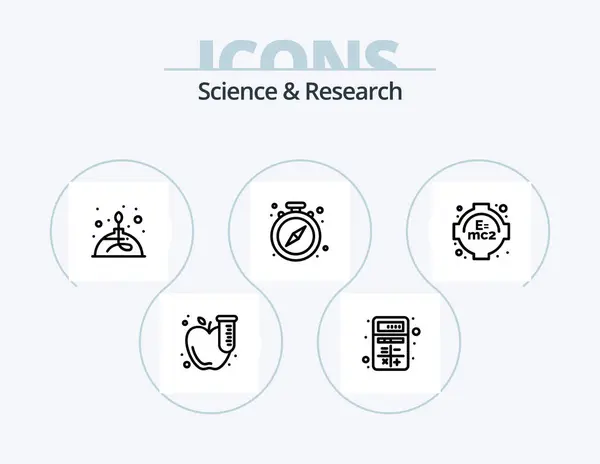 Linje Icon Pack Icon Design Vitenskap Vekselvirkning Rotasjon Kalkulator App – stockvektor