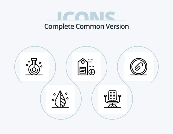 Completa Linha Versão Comum Icon Pack Icon Design Etiqueta Acrescentar — Vetor de Stock