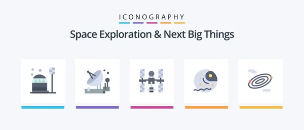 Space Exploration Next Big Things Flat Icon Pack Including Giant — Stok Vektör