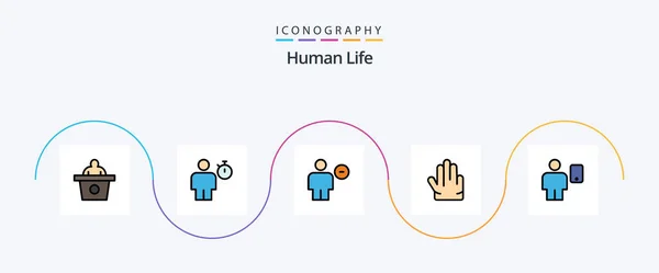 Human Line Filled Flat Icon Pack Inklusive Körper Hand Avatar — Stockvektor