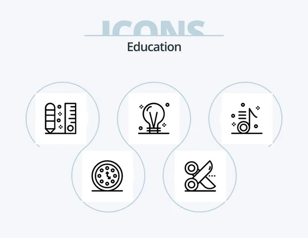 Linha Educação Icon Pack Icon Design Caneta Pena Esboço Lentes — Vetor de Stock