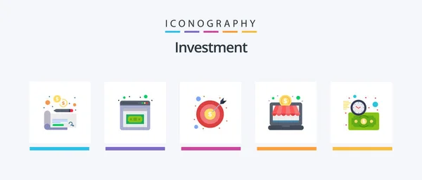 Investment Flat Icon Pack Including Time Investment Cash Budget Estimate — Stock Vector