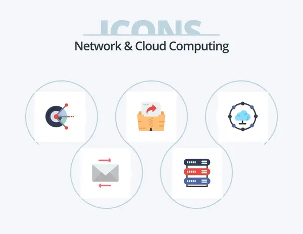 Network Cloud Computing Flat Icon Pack Icon Design Share Cloud — Stockvector