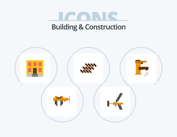 Building Construction Flat Icon Pack Icon Design Repair Construction Foam — Stock Vector