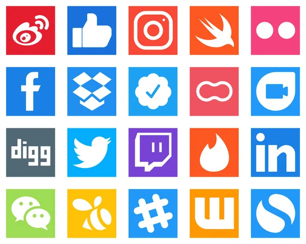 Unique Social Media Icons Peanut Dropbox Facebook Icons Creative High — Stock Vector