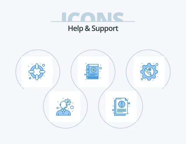 Help Support Blue Icon Pack Icon Design Gear Call Lifesaver — Vettoriale Stock
