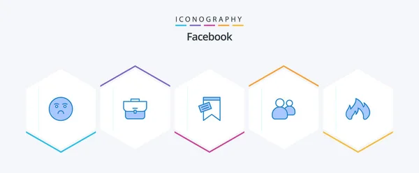 Facebook Blue Icon Pack Inklusive Heizung Team Markierung Benutzer Freunde — Stockvektor
