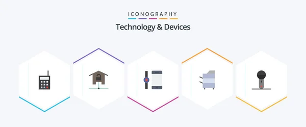 Devices Flat Icon Pack Including Technology Electronics Smart Home Devices — Stok Vektör