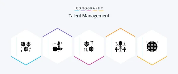 Talent Management Glyph Icon Pack Including Idea Team User Arrow — Stock Vector