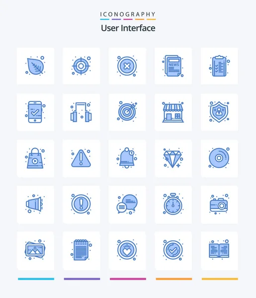 Creative User Interface Blue Icon Pack Approved Clipboard Interface Checklist — Stock vektor