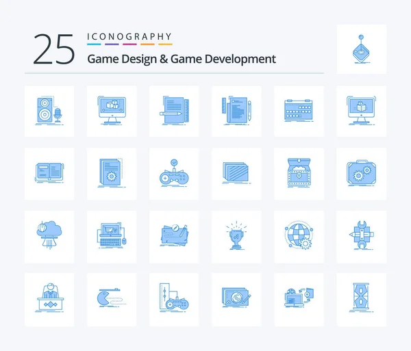 Game Design Game Development Blue Color Icon Pack Including Event — Stock Vector