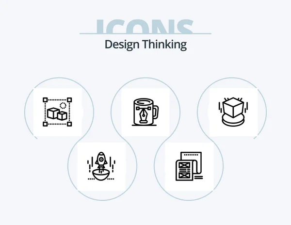 Design Thinking Line Icon Pack Icon Design Photo Camera Nib — Stock Vector