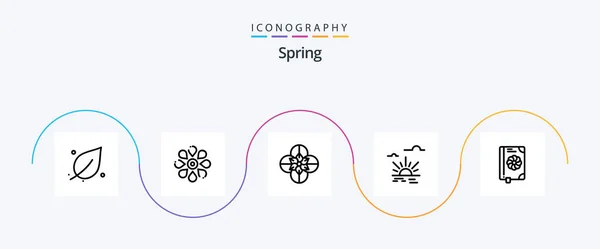 Spring Line Icon Pack Including Book Light Spring Brightness Spring — Stock Vector