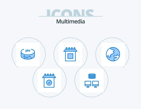 Multimedia Blue Icon Pack Icon Design Box Education — Stock Vector