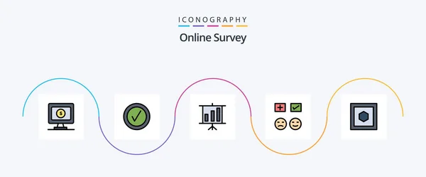 Online Survey Line Filled Flat Icon Pack Including Shape Presentation — Image vectorielle