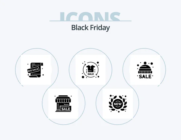 Black Friday Glyph Icon Pack Icon Design Inglés Camisa Promover — Archivo Imágenes Vectoriales