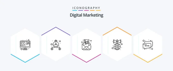 Digital Marketing Line Icon Pack Including Messages Speaker Campaigns Promotion — Image vectorielle