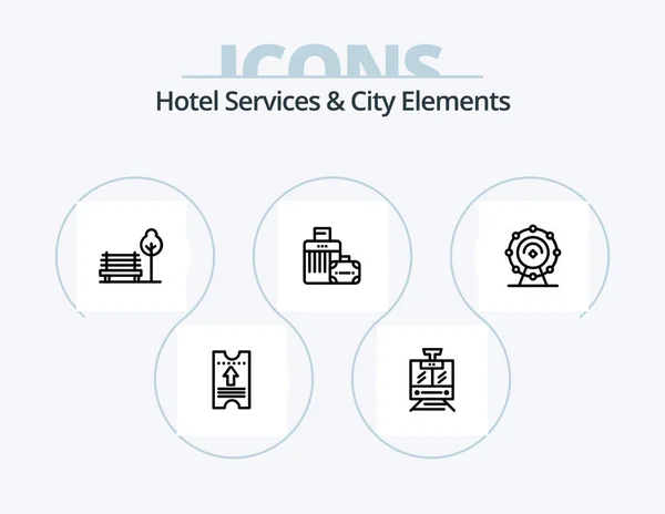 Hotel Services City Elements Line Icon Pack Icon Design Hotel — 图库矢量图片