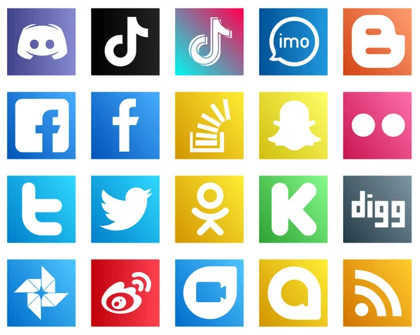 Iconos Redes Sociales Para Negocio Como Facebook Iconos Blog Creativo — Archivo Imágenes Vectoriales